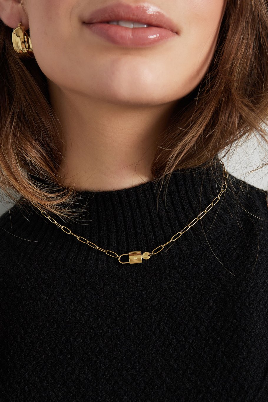 Roestvrij Stalen statement Halsketting hangslotje