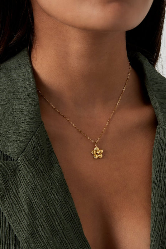 Roestvrij Stalen Halsketting met Bloem hanger