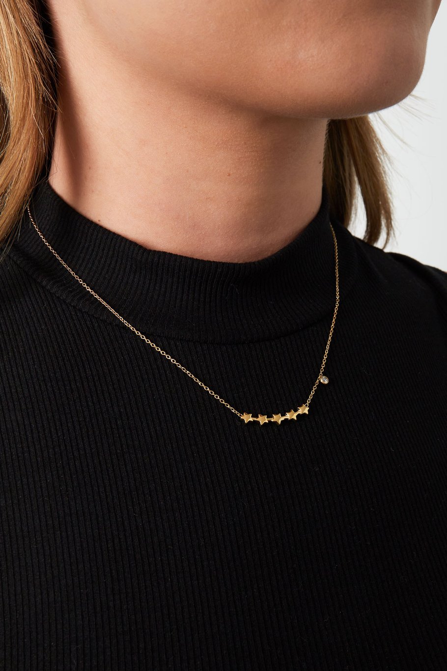 Roestvrij Stalen gele fantasie Halsketting met sterren hanger