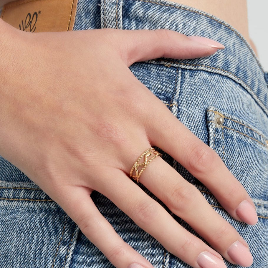 Roestvrij Stalen dubbele Ring met slang