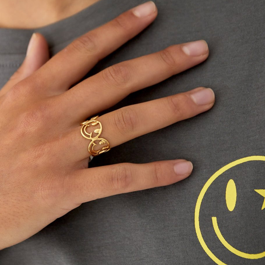 Roestvrij Stalen gele Ring smileys