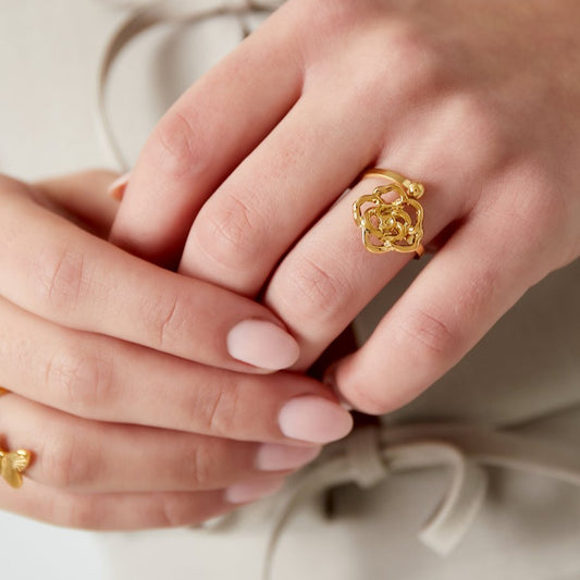 Roestvrij Stalen gele Ring met bloem