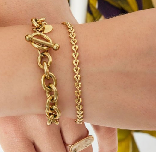 Roestvrij Stalen fijne gele fantasie hartjes Armband