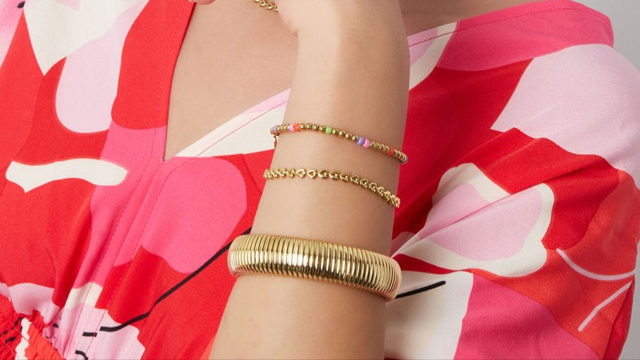 Roestvrij Stalen fijne gele fantasie hartjes Armband