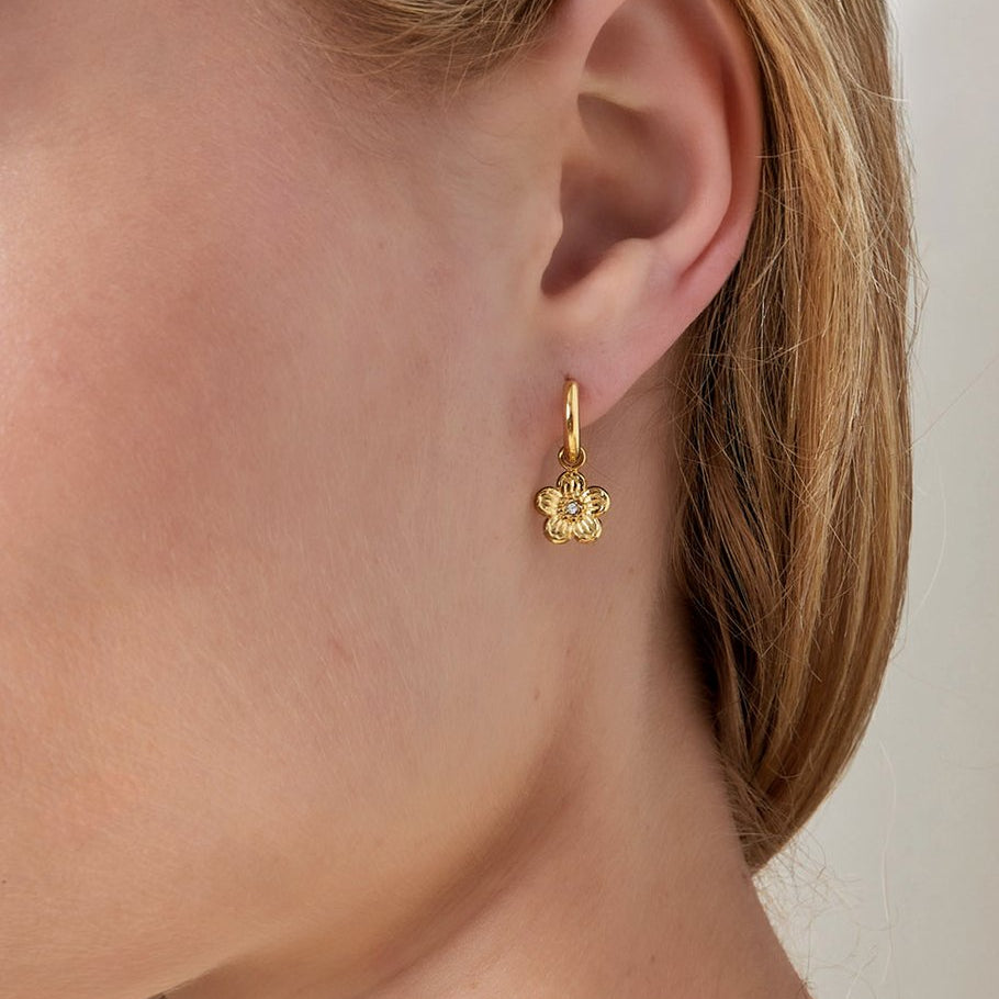 Roestvrij Stalen gele Oorbellen bloem met zirkonia