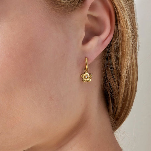 Roestvrij Stalen Oorbellen bloem met zirkonia