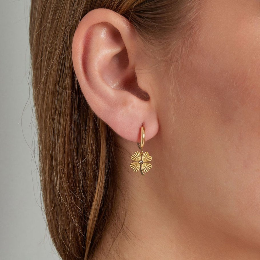 Roestvrij Stalen gele Oorbellen klavertje vier