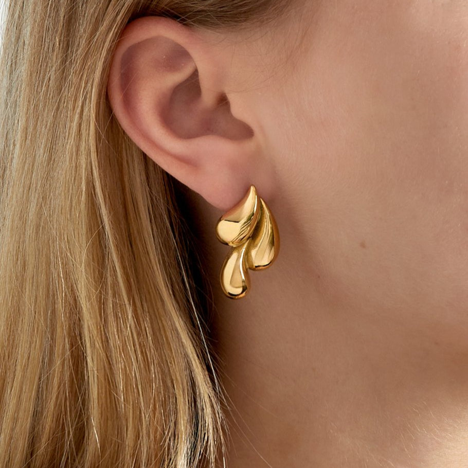 Roestvrij Stalen statement gele Oorbellen triple druppel