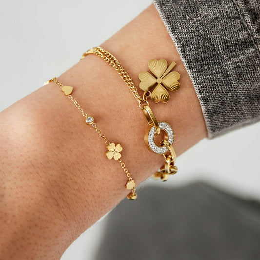 Roestvrij Stalen gele fantasie Armband klaver hartje ster