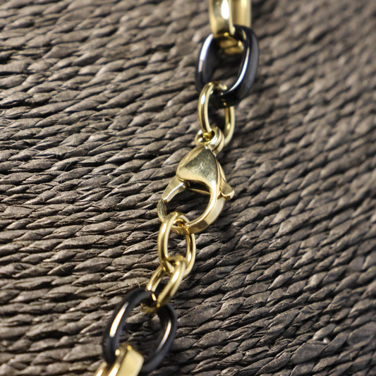 Roestvrij Stalen Halsketting ovalen & zwarte schakels RY336