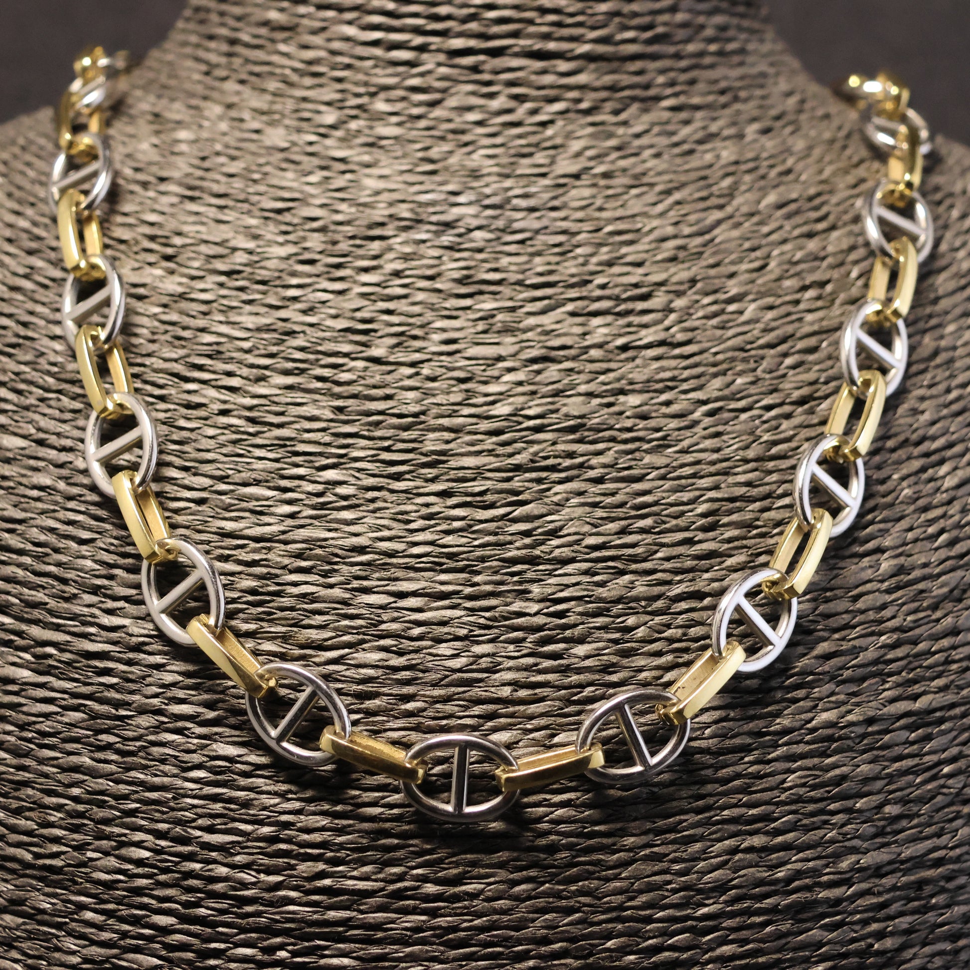 Roestvrij Stalen Halsketting bicolor ovalen schakels RY197