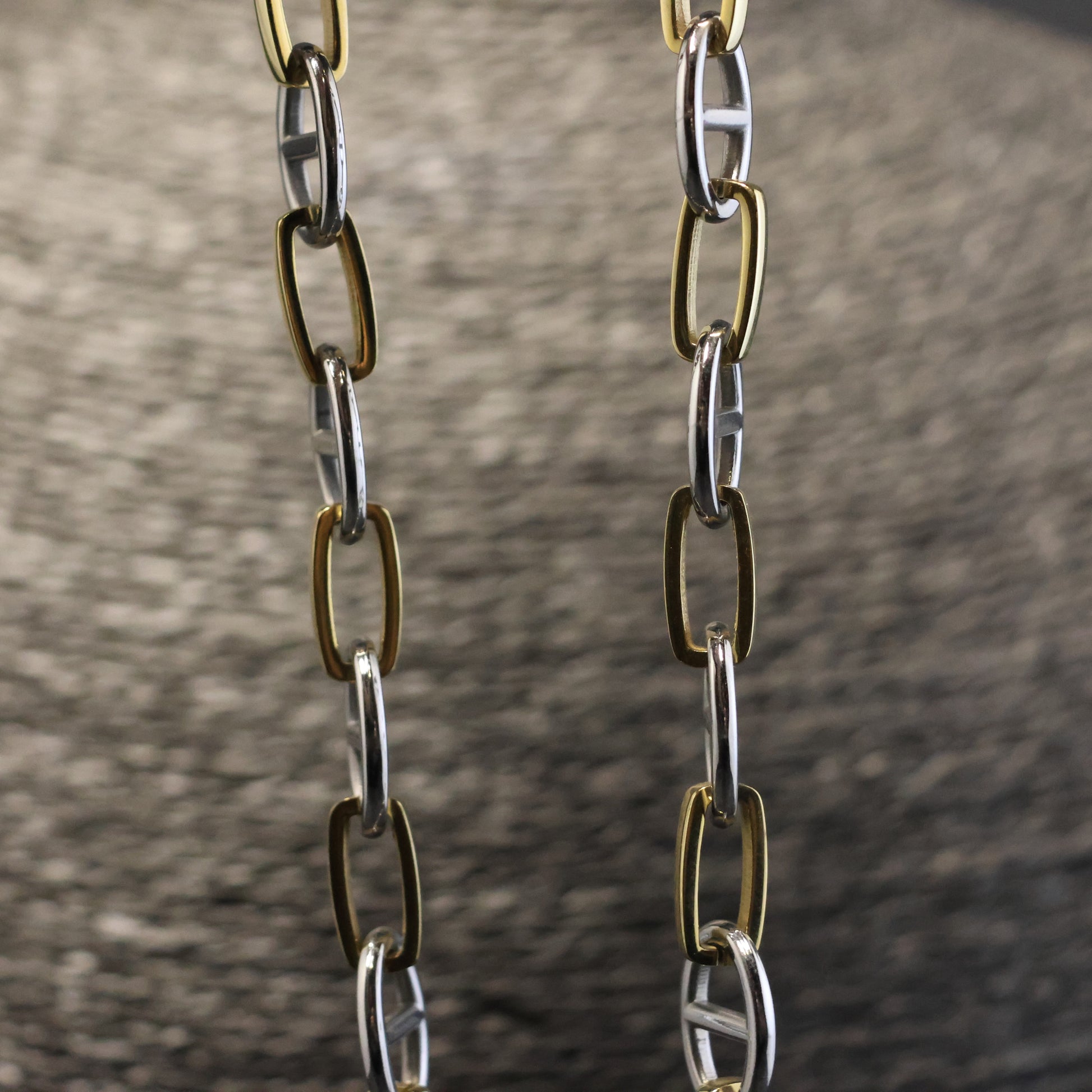 Roestvrij Stalen Halsketting bicolor ovalen schakels RY197