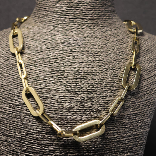 Roestvrij Stalen Halsketting grote en kleine langwerpige schakels RY291