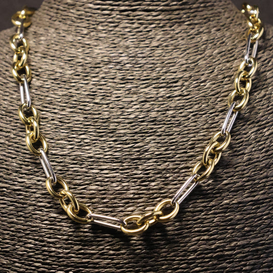 Roestvrij Stalen Halsketting bicolor schakels RY324