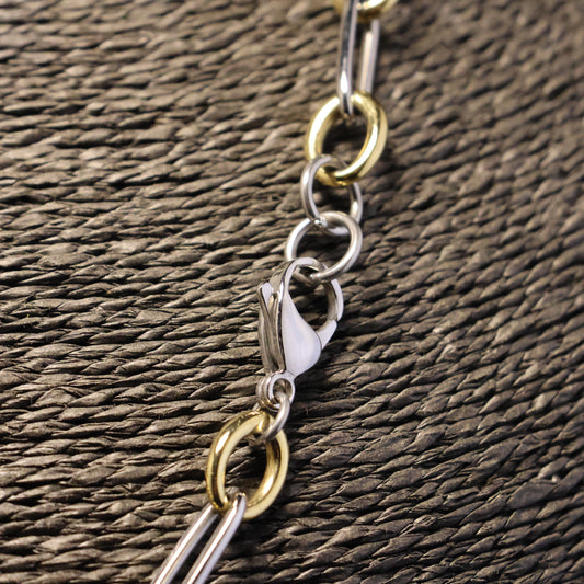 Roestvrij Stalen Halsketting bicolor schakels RY324