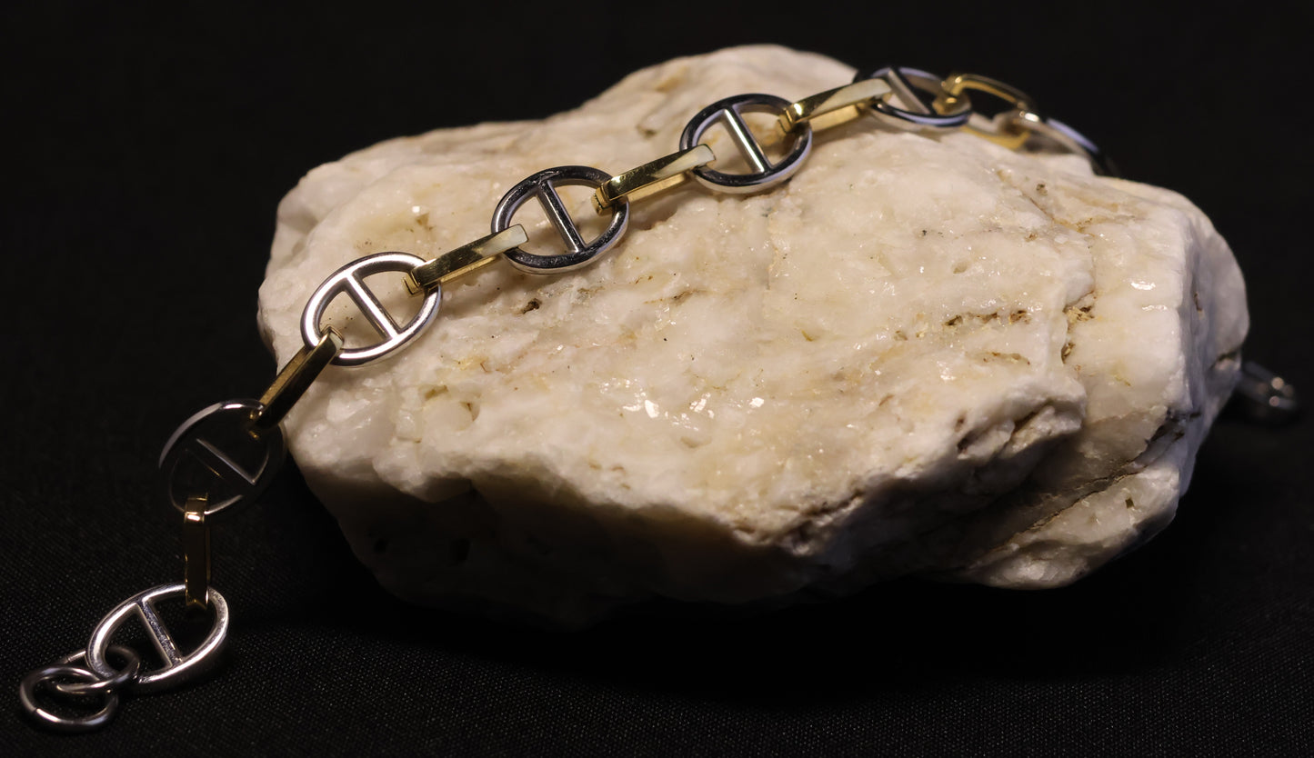 Roestvrij Stalen Armband bicolor ovalen schakels RY197a