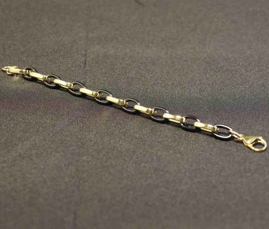 Roestvrij Stalen Armband ovalen & zwarte schakels RY336a