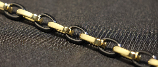 Roestvrij Stalen Armband ovalen & zwarte schakels RY336a