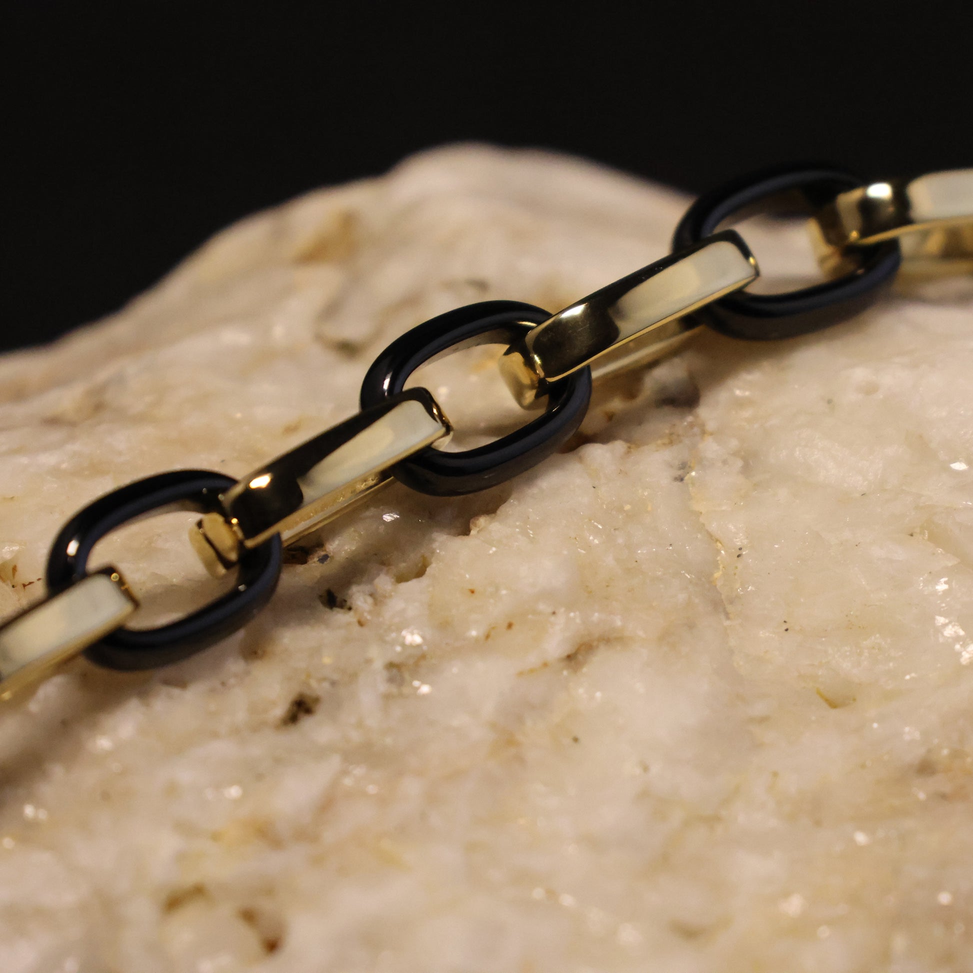 Roestvrij Stalen Armband ovalen & zwarte schakels RY336a