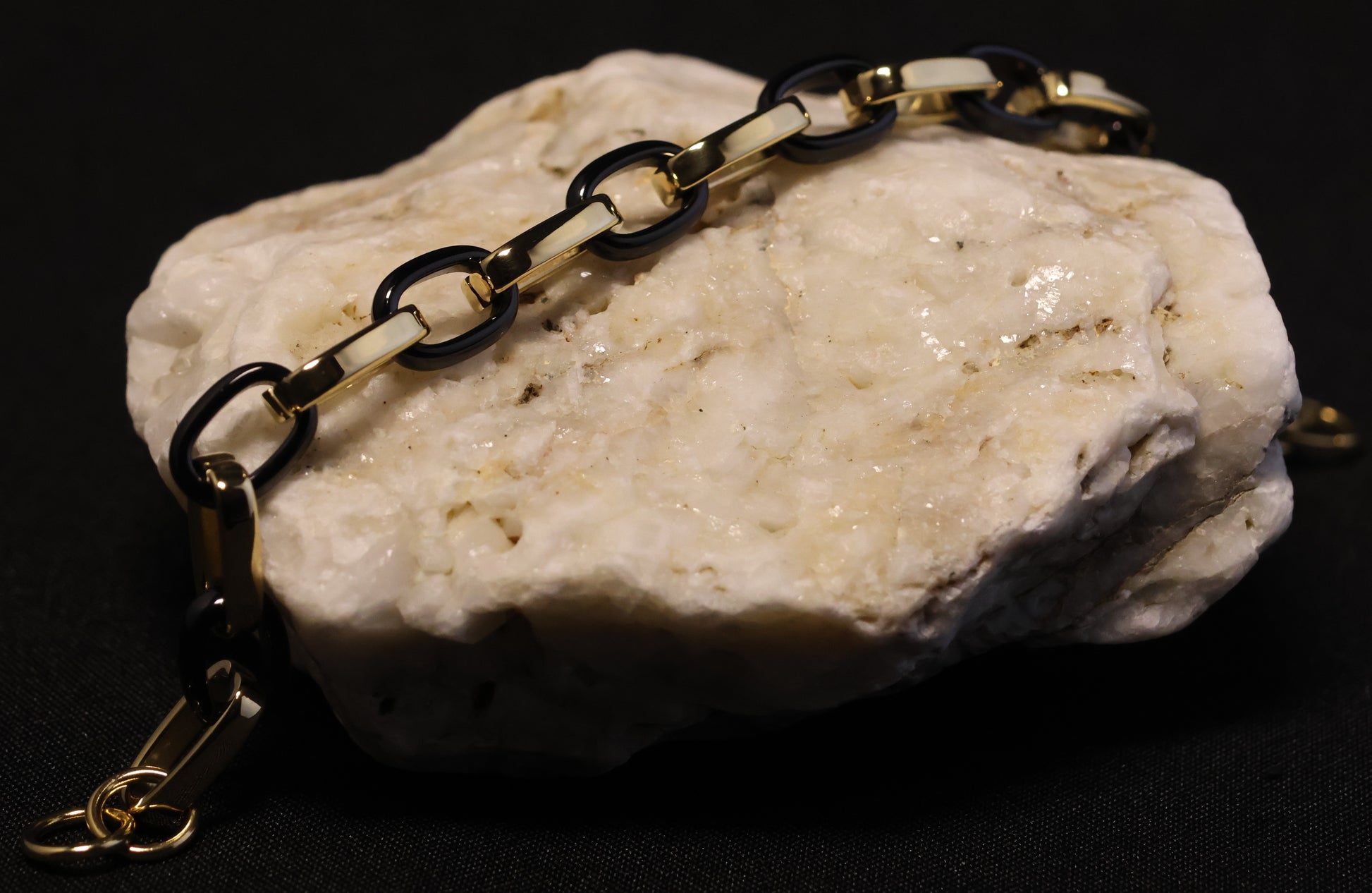 Roestvrij Stalen Armband ovalen & zwarte schakels RY336a