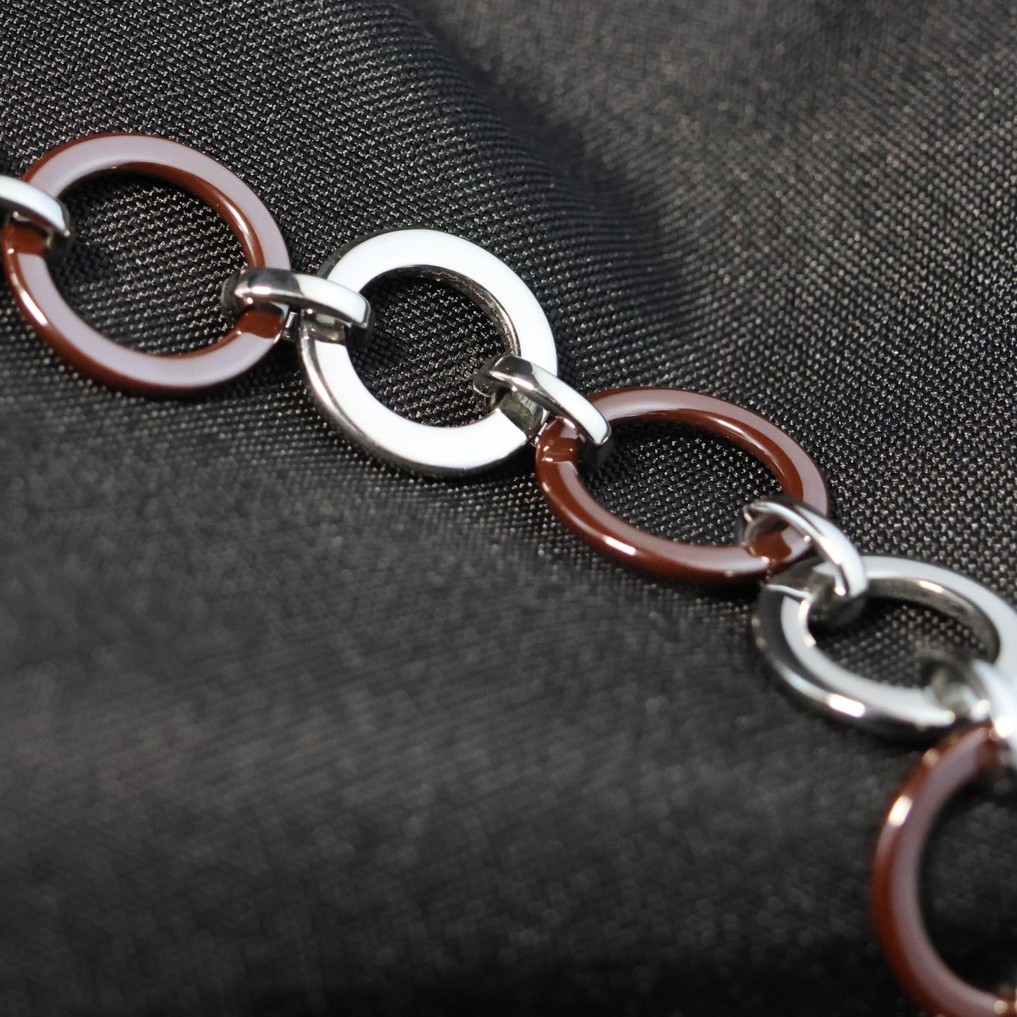 Roestvrij Stalen Armband ronde zilver en bordeaux rode schakels RY174