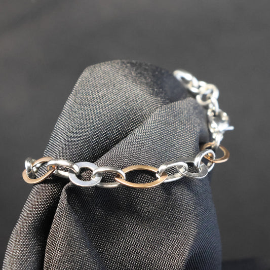 Roestvrij Stalen Armband zilveren en rosé schakels RY163