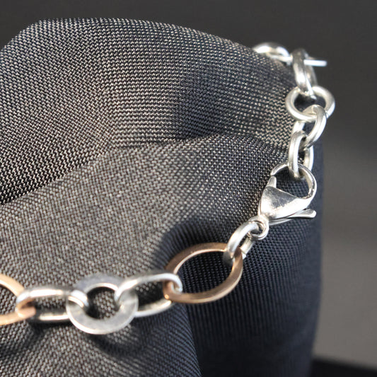 Roestvrij Stalen Armband zilveren en rosé schakels RY163