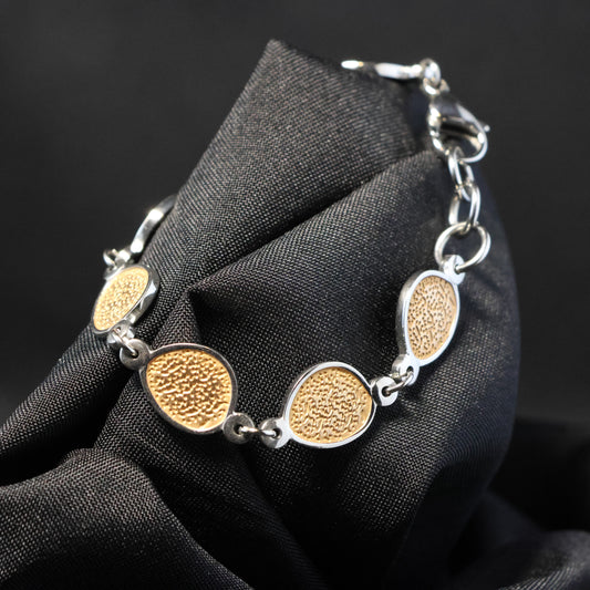 Roestvrij Stalen Armband zilverkleurige schakels met rosé accenten