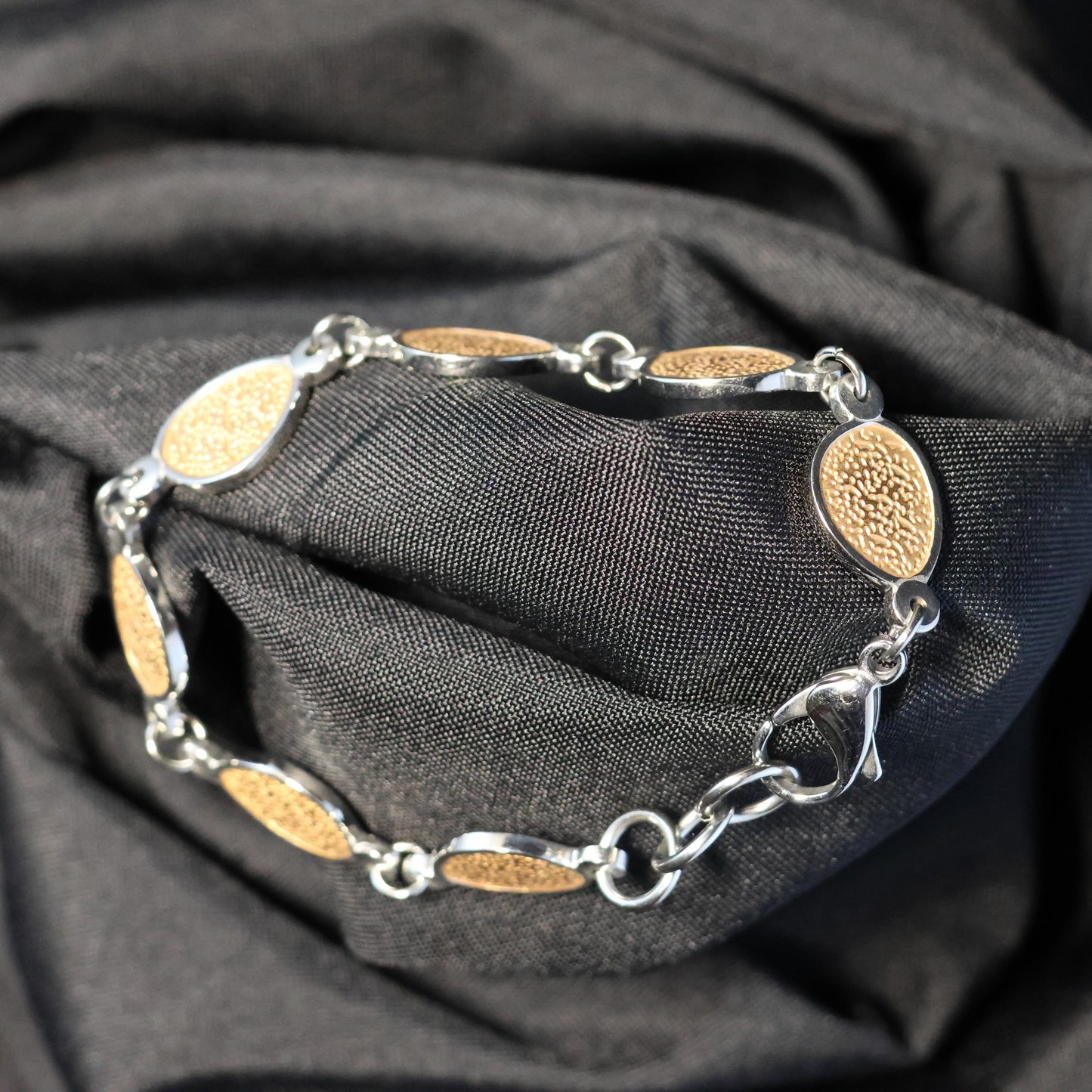 Roestvrij Stalen Armband zilverkleurige schakels met rosé accenten