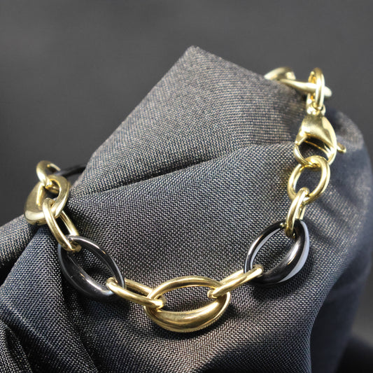 Roestvrij Stalen Armband gouden en zwarte schakels RY247