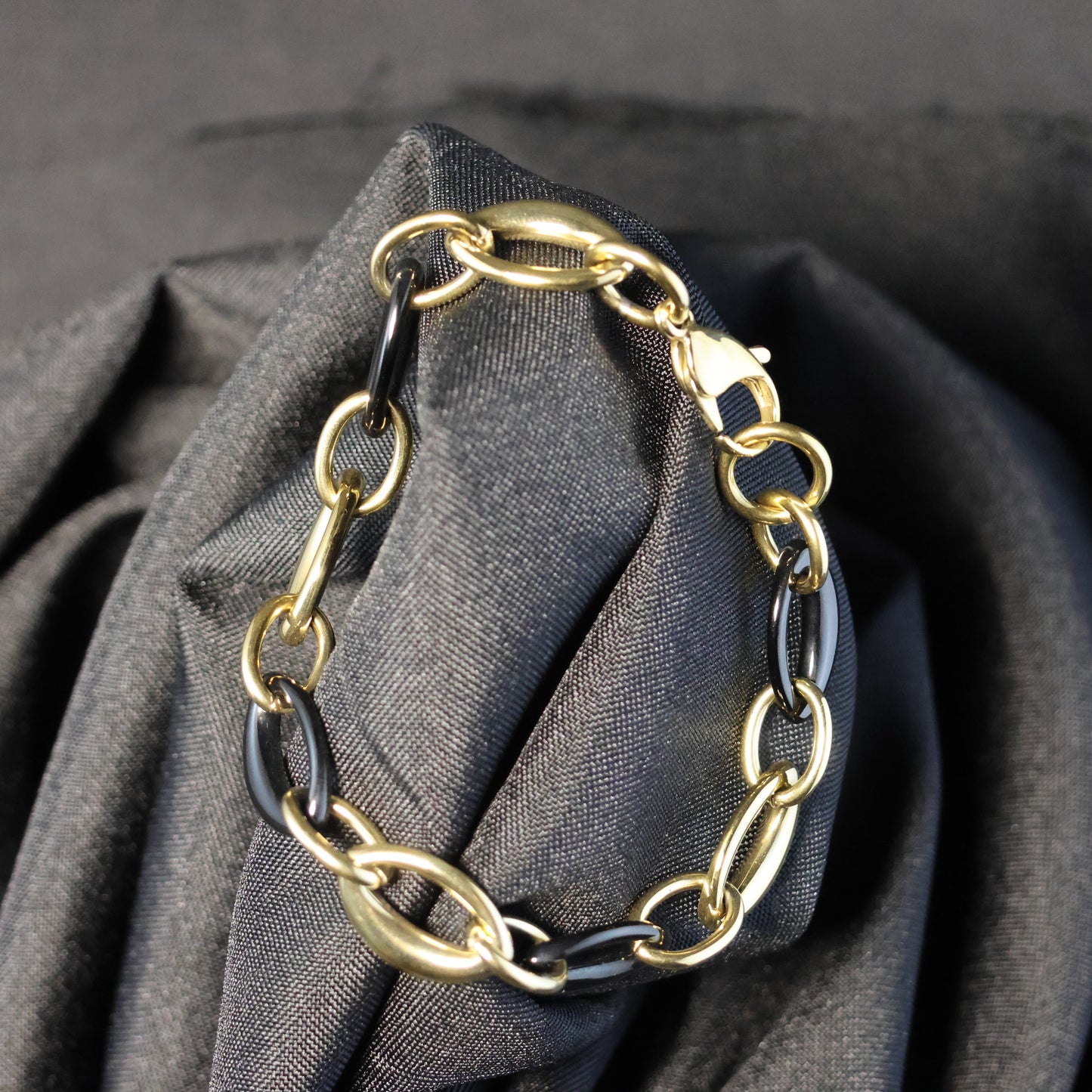 Roestvrij Stalen Armband gouden en zwarte schakels RY247