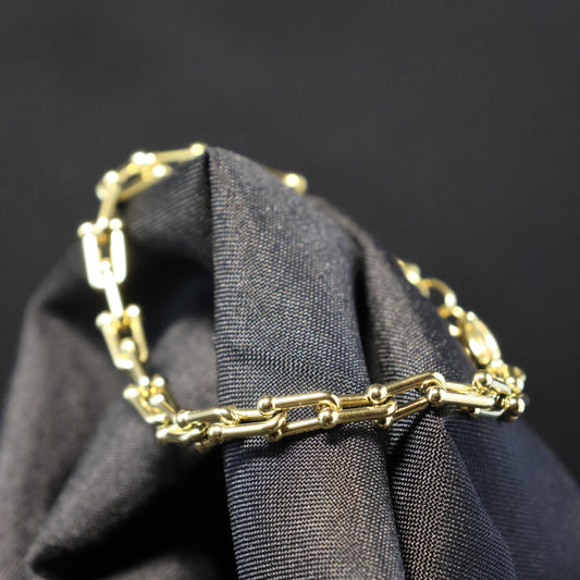 Roestvrij Stalen Armband kleine gele schakels RY286