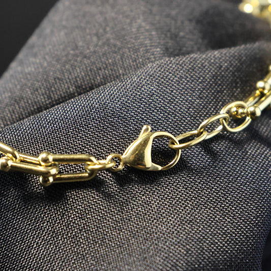 Roestvrij Stalen Armband kleine gele schakels RY286