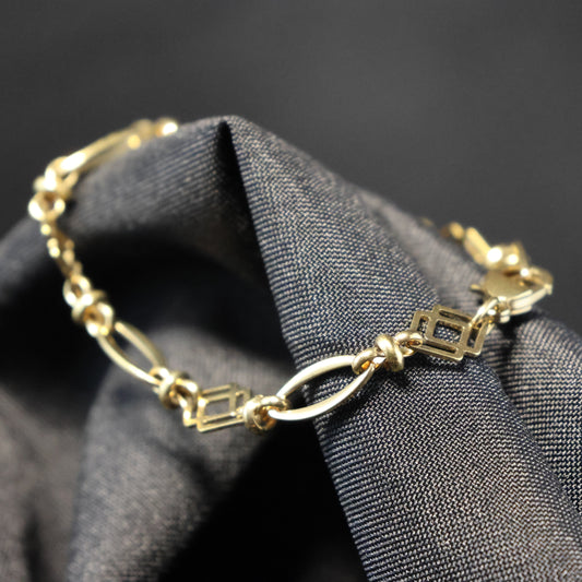 Roestvrij Stalen Armband fijne gele fantasie schakels RY117