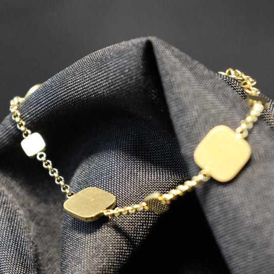 Roestvrij Stalen Armband fijne gele vierkante fantasie schakels