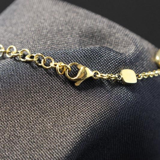 Roestvrij Stalen Armband fijne gele vierkante fantasie schakels