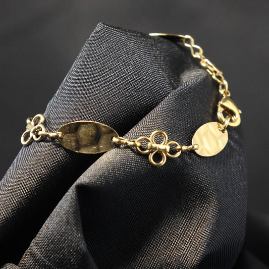 Roestvrij Stalen Armband fijne gele ovalen en klaver fantasie schakels