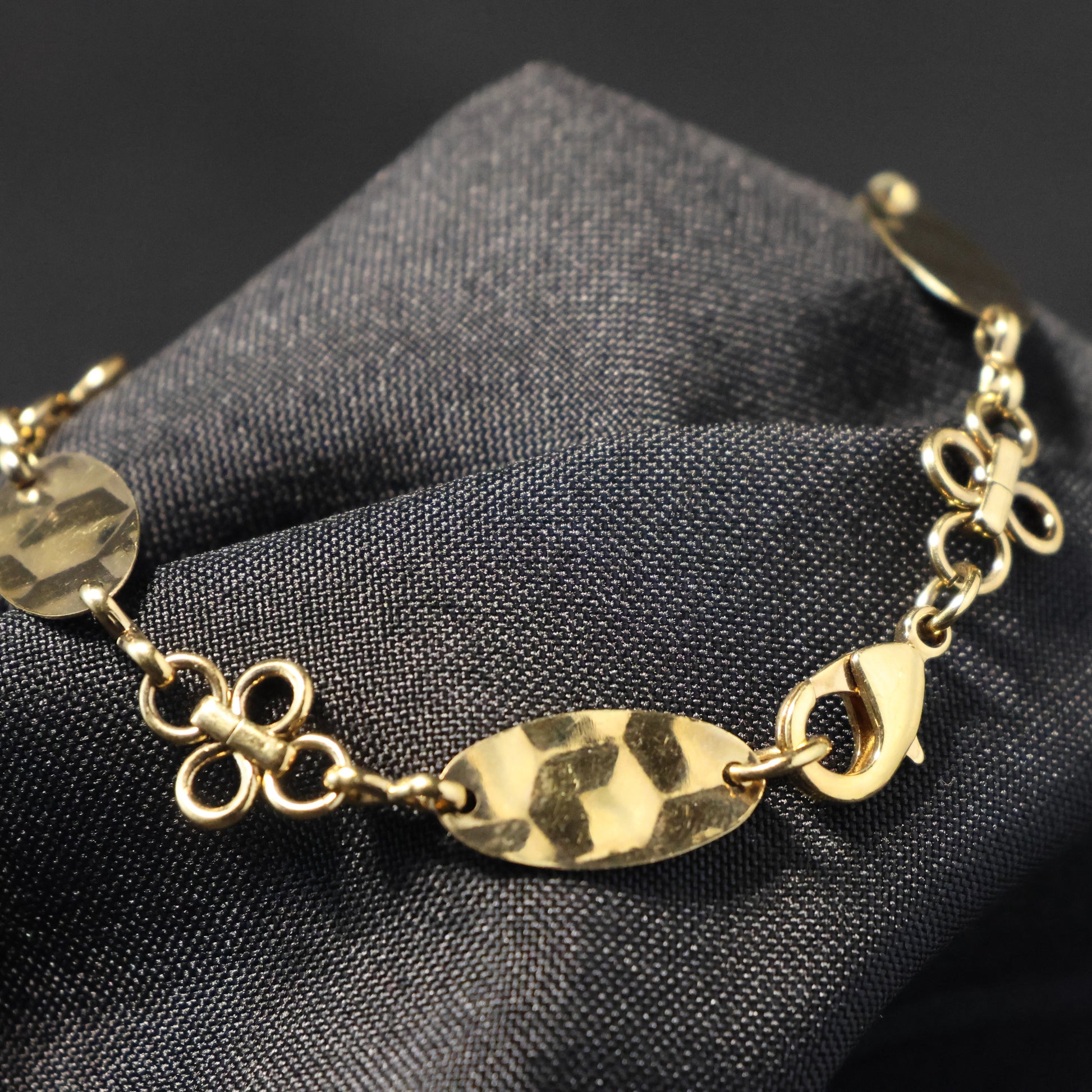 Roestvrij Stalen Armband fijne gele ovalen en klaver fantasie schakels