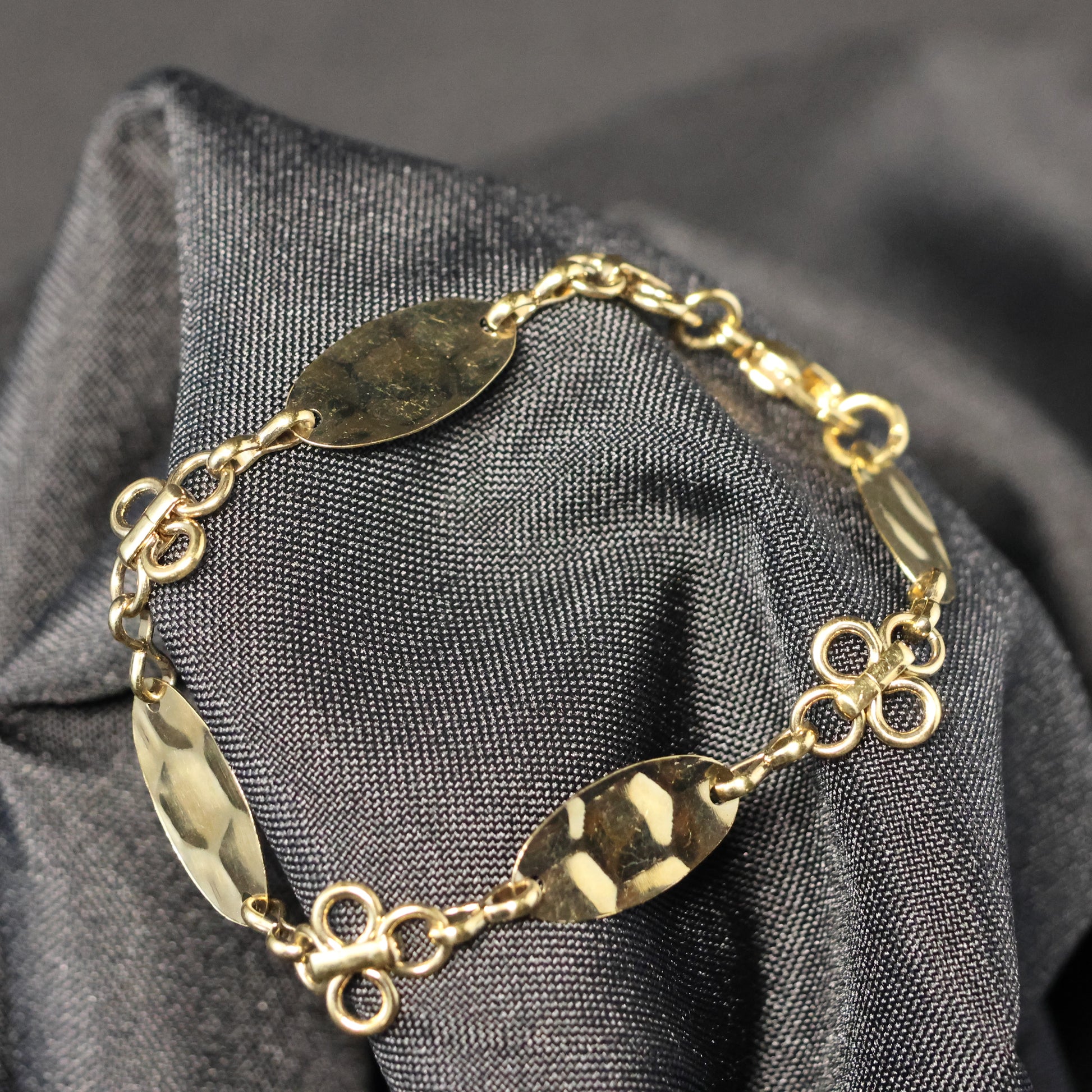 Roestvrij Stalen Armband fijne gele ovalen en klaver fantasie schakels