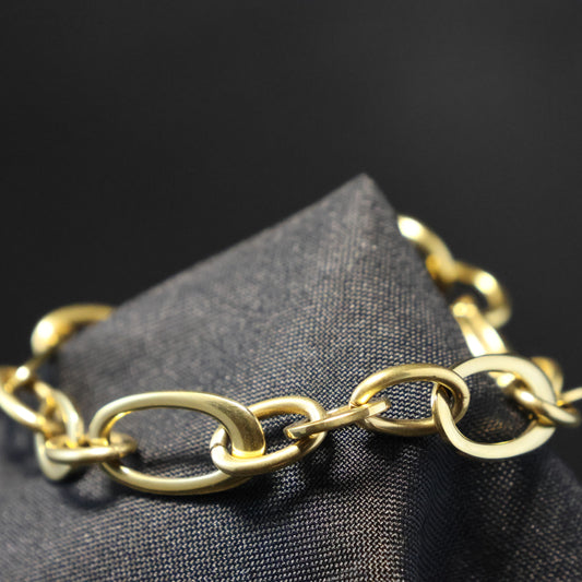 Roestvrij Stalen Armband fijne gele ovalen fantasie schakels RY173