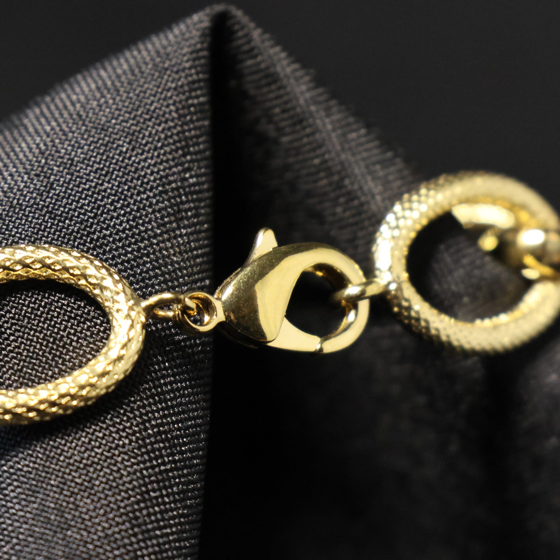 Roestvrij Stalen Armband stevige gele ovalen patroon fantasie schakels RY57