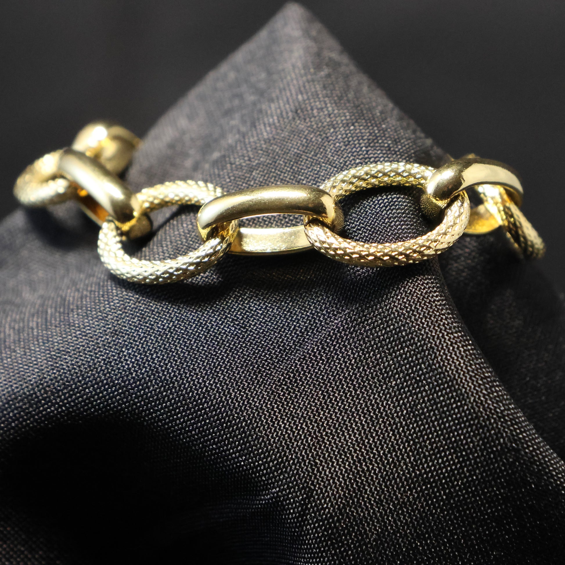 Roestvrij Stalen Armband stevige gele ovalen patroon fantasie schakels RY57