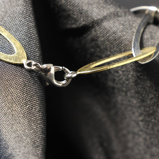 Roestvrij Stalen Armband bicolor ovalen fantasie RY38