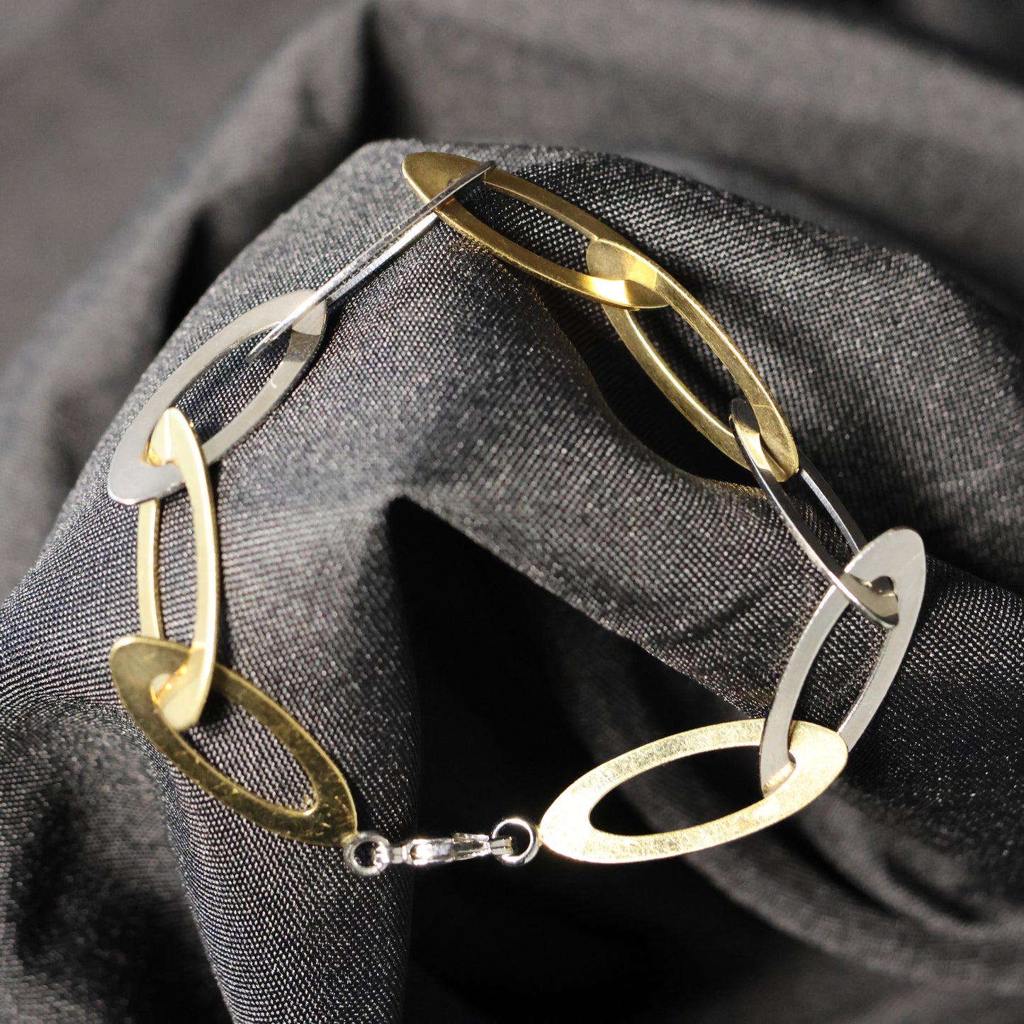 Roestvrij Stalen Armband bicolor ovalen fantasie RY38