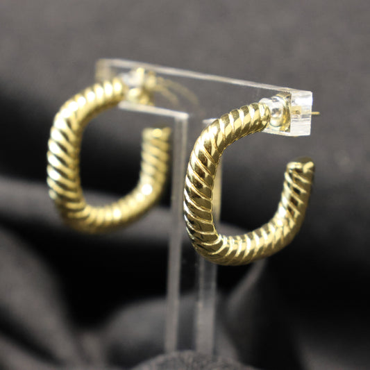 Roestvrij Stalen gele stevige gedraaide vierkante Oorringen