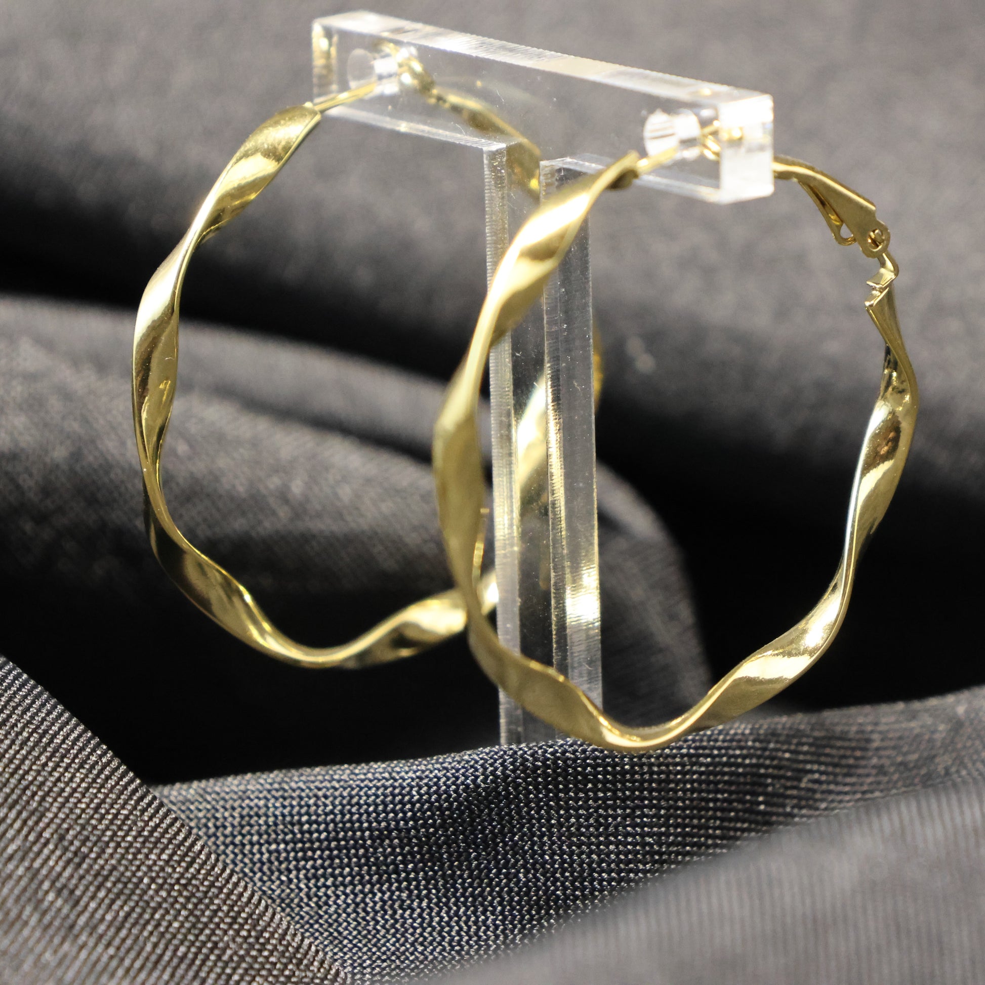 Roestvrij Stalen grote gele gedraaide Oorringen