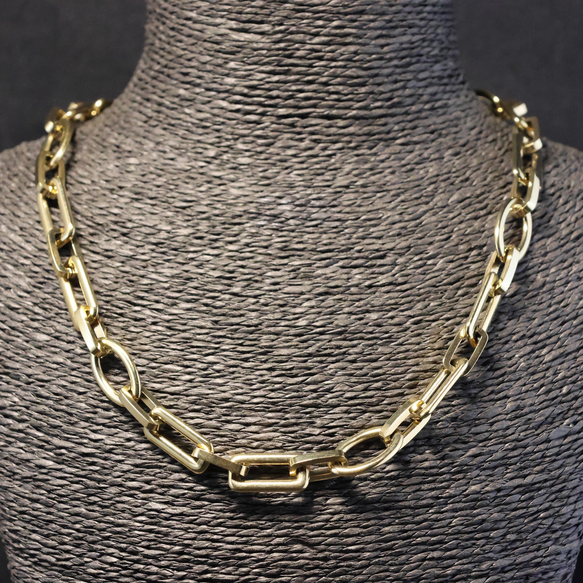 Roestvrij Stalen statement Halsketting rechthoekige en ovalen schakels RY264k