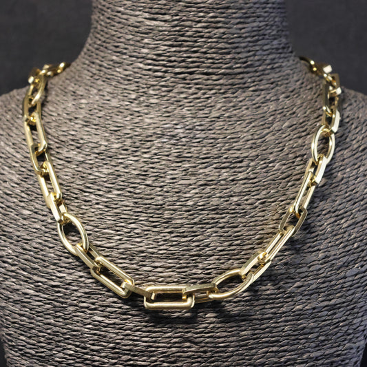 Roestvrij Stalen statement Halsketting rechthoekige en ovalen schakels RY264k