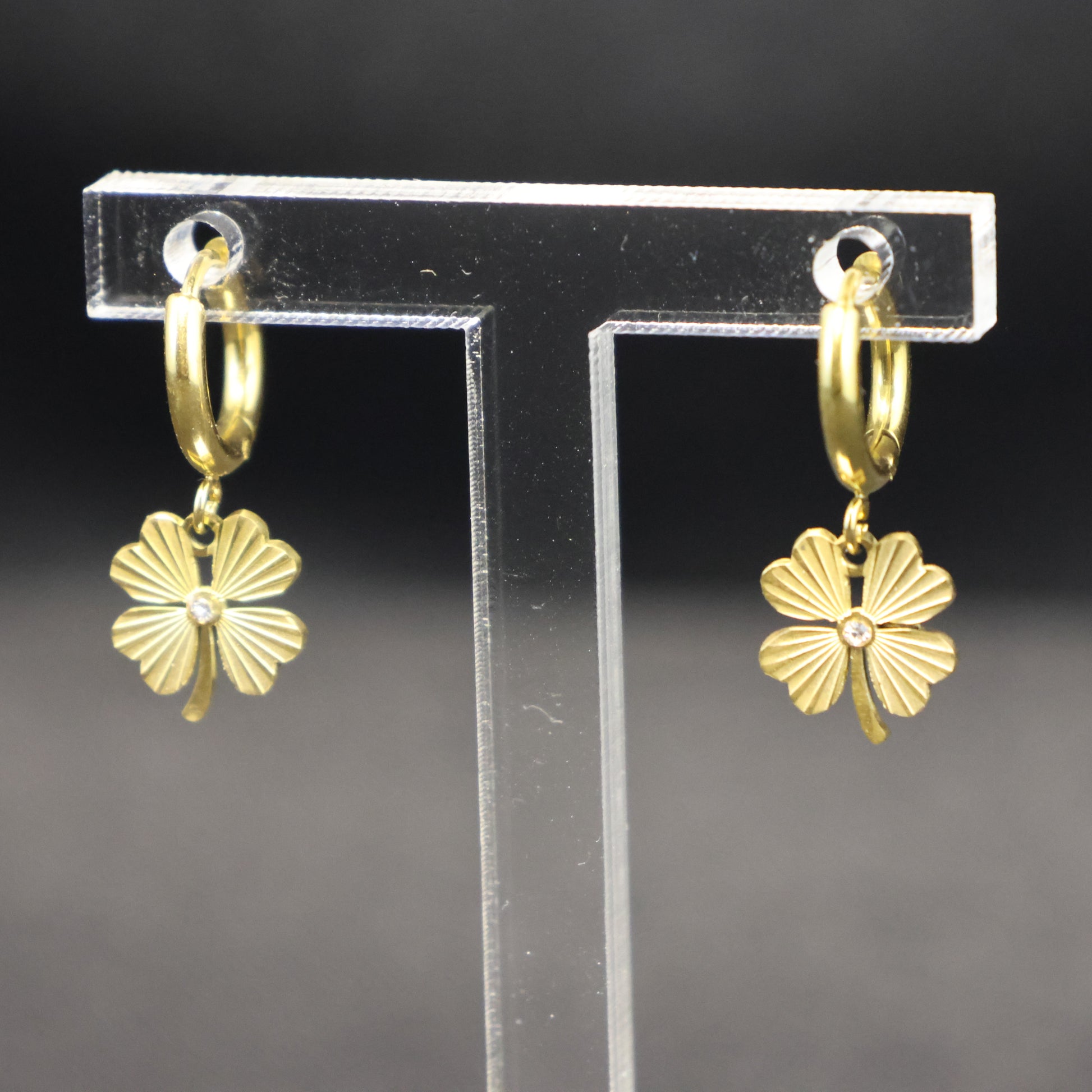 Roestvrij Stalen gele Oorbellen klavertje vier