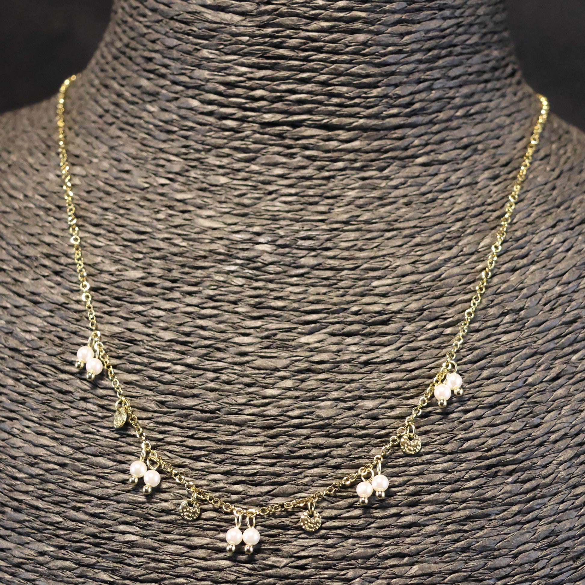 Roestvrij Stalen Halsketting met parelbedeltjes